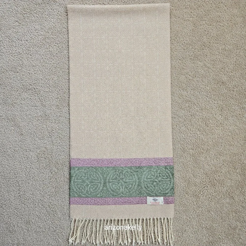NEW Calzeat Celtic Knot Scarf Green & Purple